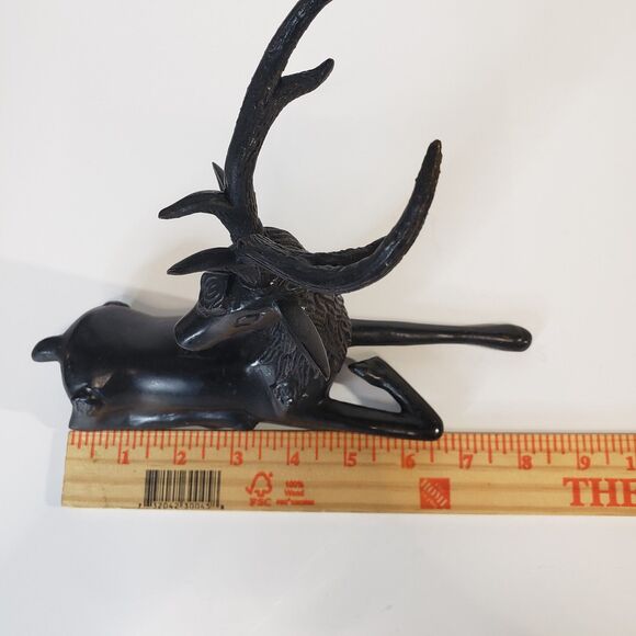 Vintage Hollywood Regency Bronze Reclining Stag Deer Sculpture 7" RARE - Picture 4 of 11